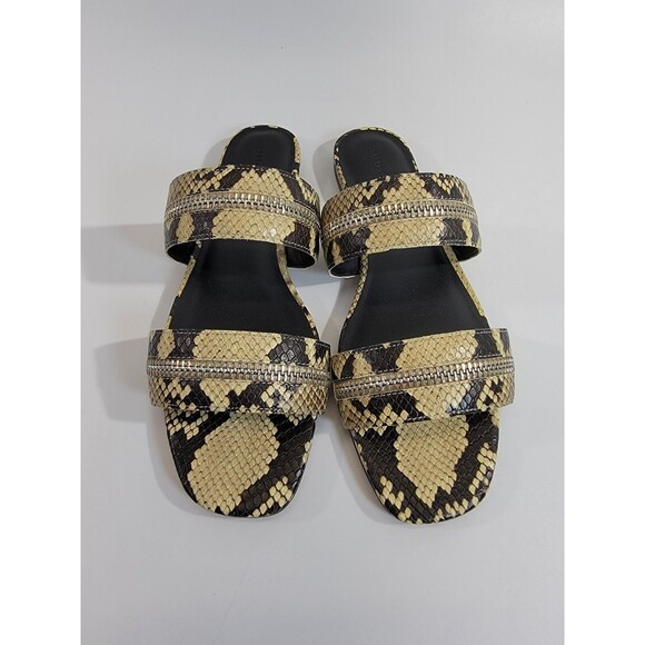 NEW Rebecca Minkoff 9.5 Marciann Too Sandal Snake Embossed Flats Slip On - Picture 2 of 10